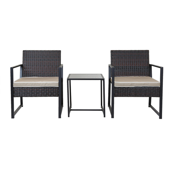 Home Aesthetics 3 Pieces Outdoor Patio Bistro Chair Table Set, Rattan Wicker Patio Furniture (CL_LXFU0033) - Alt Image 1