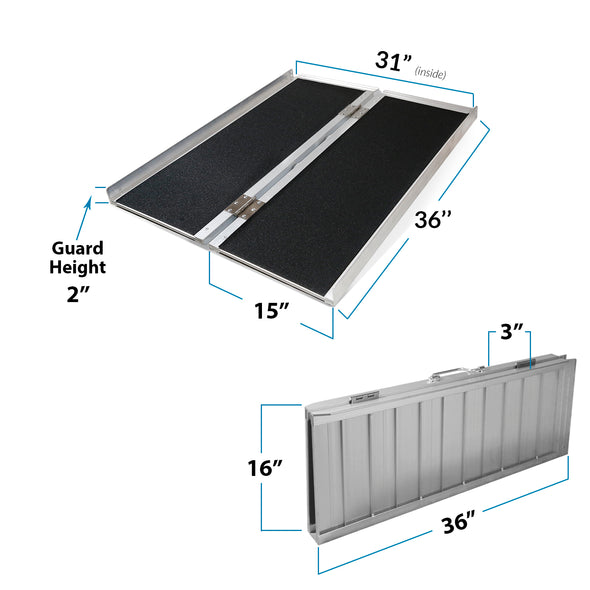 AllCure 3' (36" x 31") Extra Wide Aluminum Foldable Wheelchair Loading Ramp (CL_ALC202102) - Alt Image 3