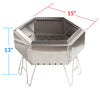 Clevr 15" Portable Stainless Steel Fire Pit for Camping, Hexagon Smokeless Bonfire Wood Fireplace (CL_CRS501831) - Alt Image 3