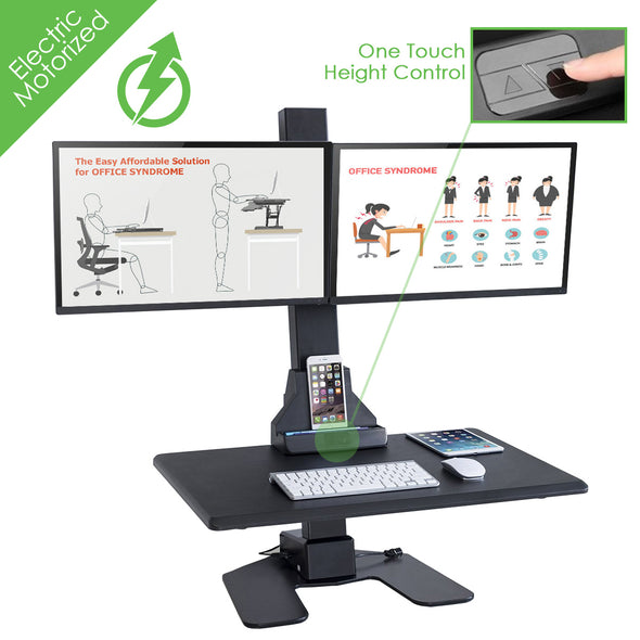 AdvanceUp Electric Auto Standing Desk Converter Riser with Dual Monitor Mount (CL_CRS503604) - Alt Image 1