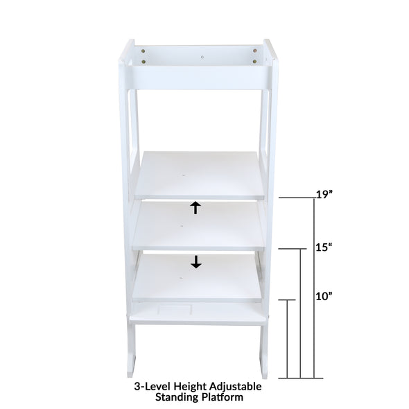 Clevr Height Adjustable Kids Kitchen Step Stool with Magnetic Activity Board (White) (CL_CRS504103) - Alt Image 4