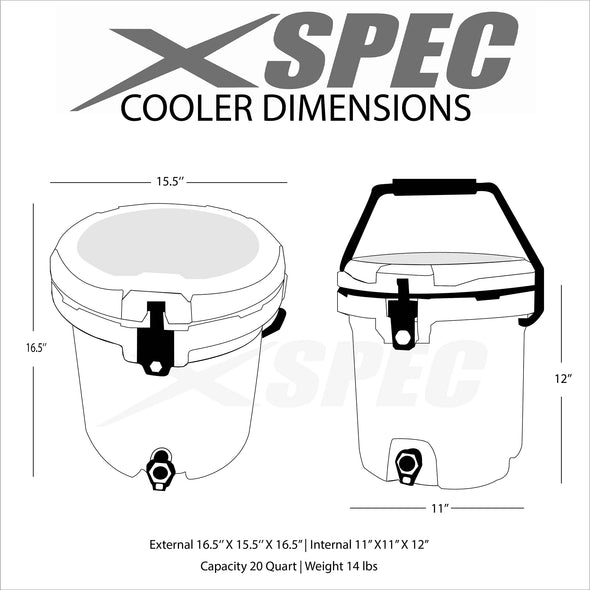 Xspec 5 Gallon Rotomolded Beverage Cooler Dispenser Outdoor Ice Bucket, Army Green (CL_XSP503821) - Alt Image 2