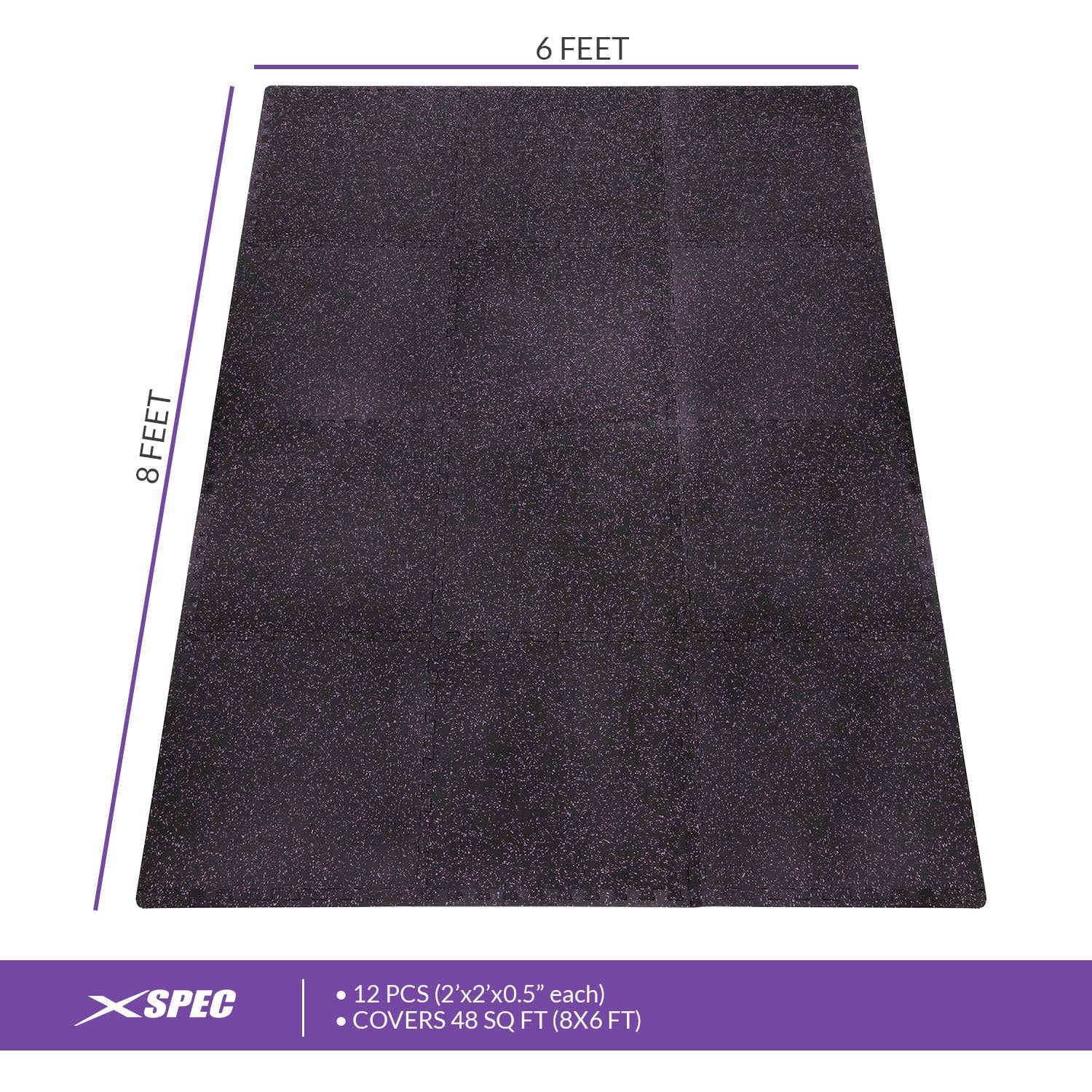 Xspec 3/8 Thick 100 Sq. ft. Interlocking Gym Eva Foam Floor Mats (24 x 24, 25 Pcs)